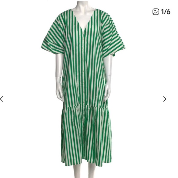 RHODE Orla Dress with Green Curacao and White Stripes - Picture 5 of 5